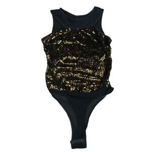 COSABELLA Metallic Brown Glam Sleeveless Bodysuit Size Small Snap Gusset